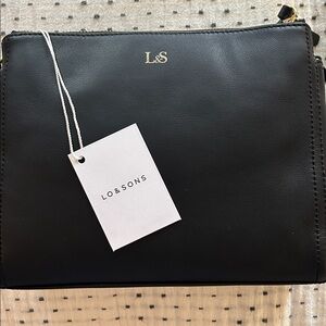 Lo & Sons bag. The Pearl. Nappa leather, gold hardware, lavender interiors.